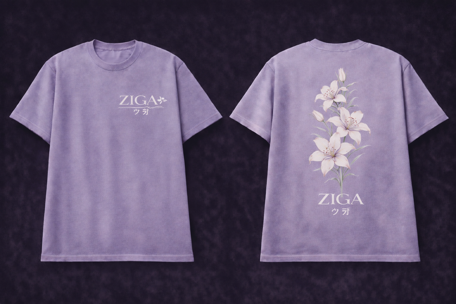 ZIGA Lavender Lily Oversized Tee  Minimal Floral Edition